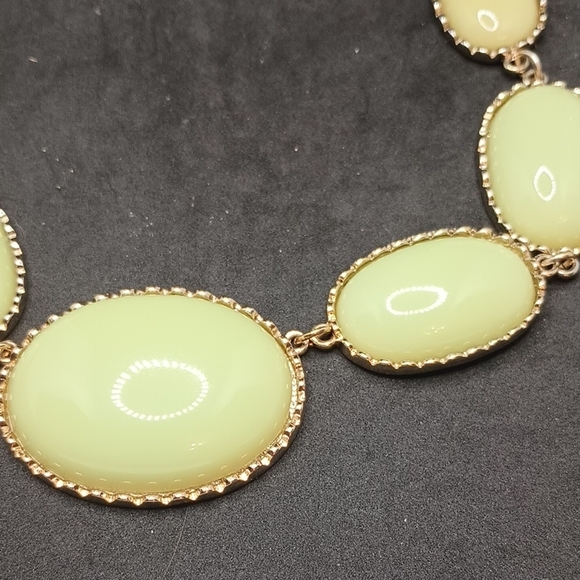 J. Crew Green and Gold Statement Necklace with Textured Stones - Picture 4 of 5